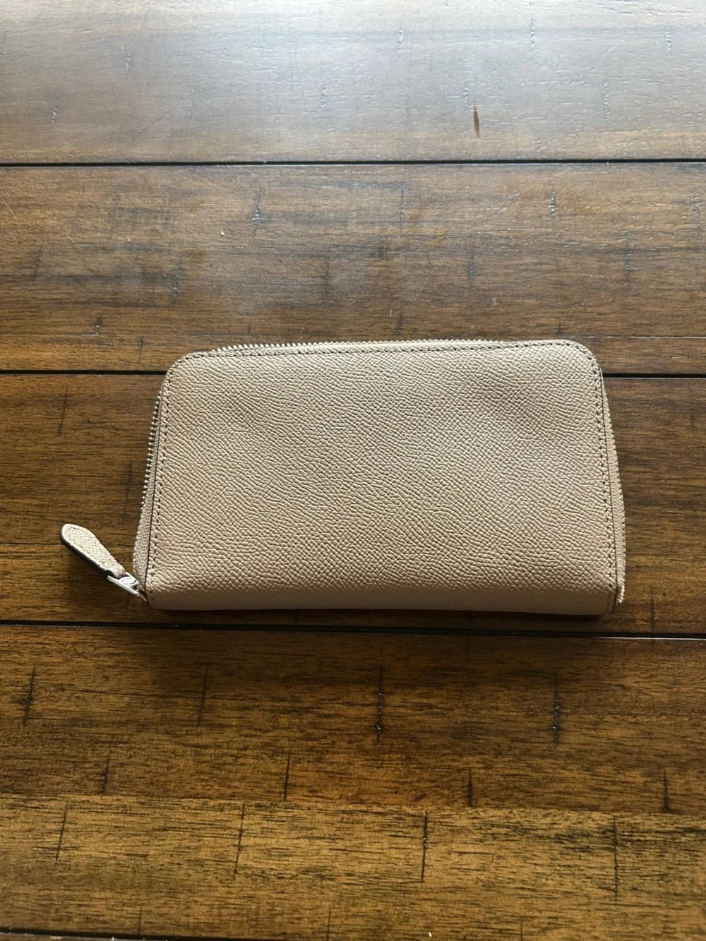 Coach Beige Zip-Around Leather Wallet